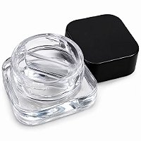 Pote Slick de Vidro Quadrado 9ml Tampa Preta Rosca - Para Extrações e Concentrados