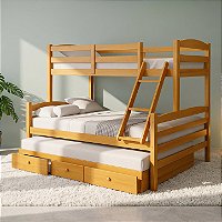 Cama Treliche Casal Casal Madeira Maciça 3 Gavetas