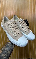 Tênis All Star Cano Curto Nude/Branco Premium.