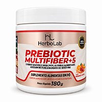 Prebiotic Multifiber+5 HerboLab Sabor Morango Tropical 180g – Mix de 5 Fibras Alimentares