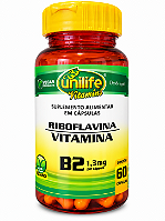 Vitamina B2 Riboflavina 1,3mg Unilife Vitamins 60 Cápsulas