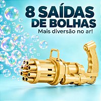 Lança-Bolhas de Sabão Infantil - 8 Saídas - Dourado