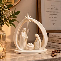 Presépio Sagrada Família Branco 14cm – Nascimento de Jesus em PLA