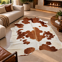 Tapete de couro Bovino 2,00x2,35 Marrom e Branco -Nobre couros