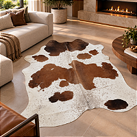 Tapete de couro Bovino 2,00x2,35 Marrom e Branco -Nobre couros