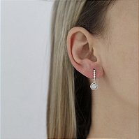 Argolinha Cravejada Banho Ródio Branco