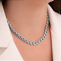 CHOKER REDONDA CRAVEJADA NA COR AZUL