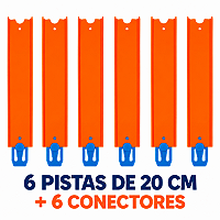 Kit 6 Pistas Retas 20 cm cada Compatíveis Com Hot Wheels Com Conectores