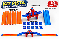 Kit Pista Hot Wheels com Ponte Suspensa 4 Retas de 20 cm e Conectores 3D