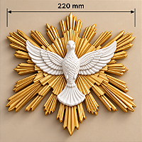 Divino Espírito Santo Decorativo Branco e dourado com Raios 22 cm para Parede em 3D