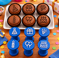 Carimbos Kit aniversário para Brigadeiros e Doces 6 unidades – Impressão 3D