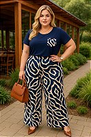 Calça Pantalona de Malha Viscolycra Safira