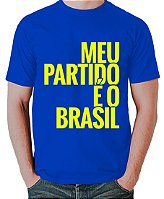 Camiseta Masculina Preta Meu Partido é o Brasil de Algodão