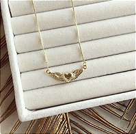 Corrente Coração com Asa Dourado