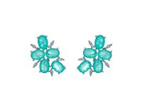 BRINCO EAR CUFF ZIRCÔNIAS OVAIS TURMALINA FUSION BANHADO A RÓDIO BRANCO