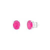 BRINCO OVAL TURMALINA ROSA FUSION BANHADO A RÓDIO BRANCO