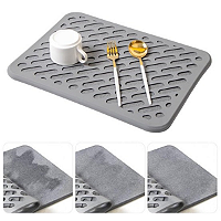 Escorredor Louça Pedra Diatomacea Silicone Absorvente Impermeavel 40cm Cozinha Pia Tapete