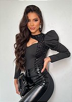 Body preto essence com pedrarias - Madame Ninna - loja online de
