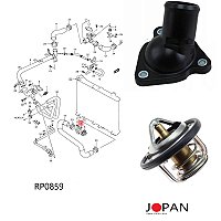 kit Flange e válvula termostática Suzuki 1.5, 1.8 1.6 2.0 - Suzuki Jimny (FJ) 1998-2019 Grand Vitara, TA04V, TA44V, TA7