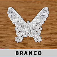 6 Peças da Aplicação Guipir Branco CH-4705 (6,5cm - 5,5cm)