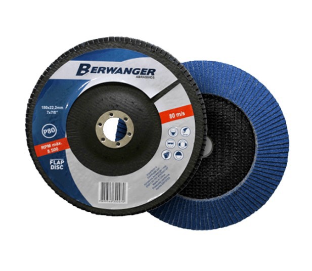 Disco Flap 7 180 X 22mm Grão 80 - Berwanger - EBFix Comercial