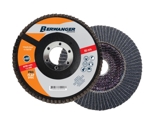 Disco Flap Pro 7 180 X 22mm Grão 40 - Berwanger - EBFix Comercial