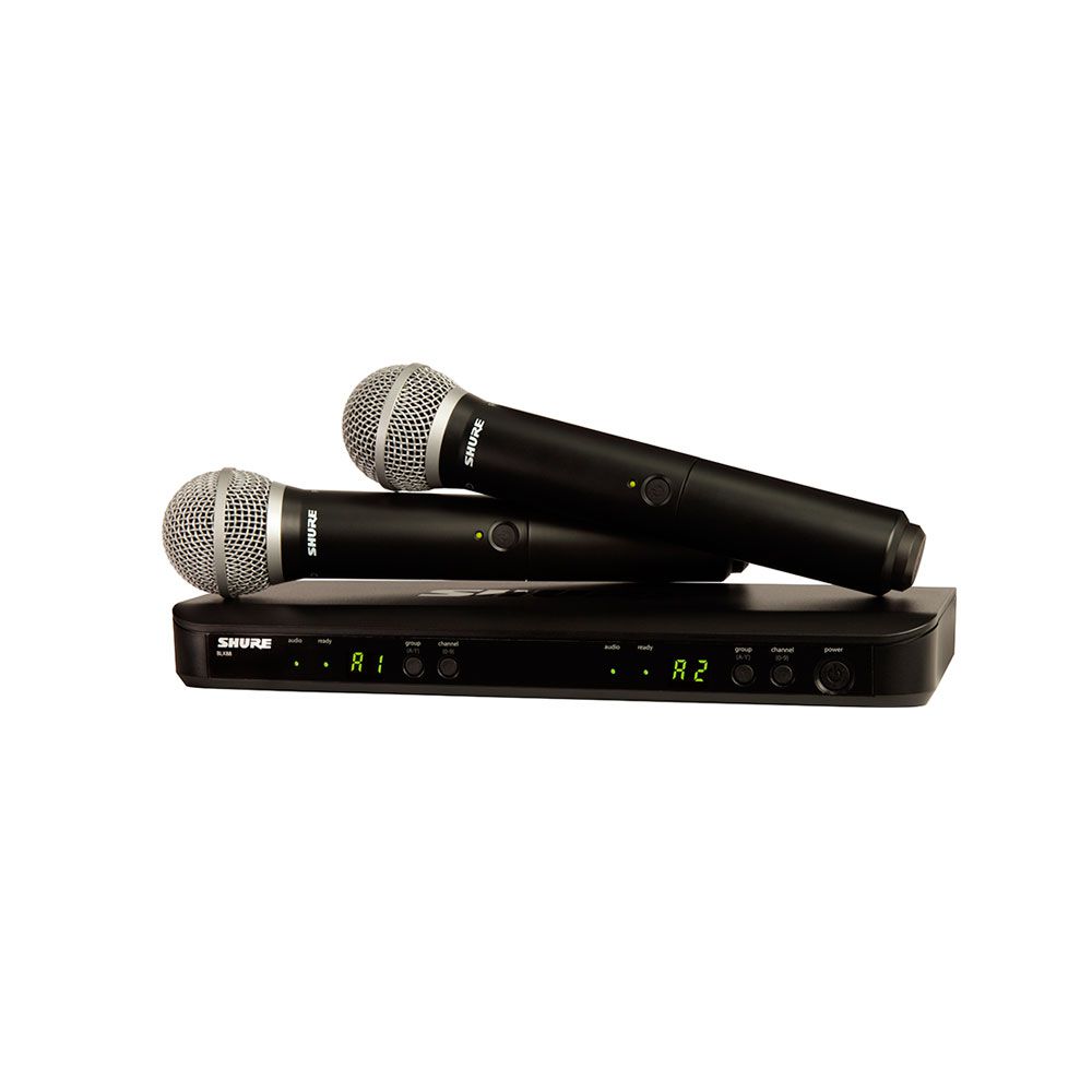 Sistema sem fio 2 microfones de mao BLX288BR/PG58-M15 Shure Sistema sem fio 2 microfones de mao BLX288BR/PG58-M15 Shure