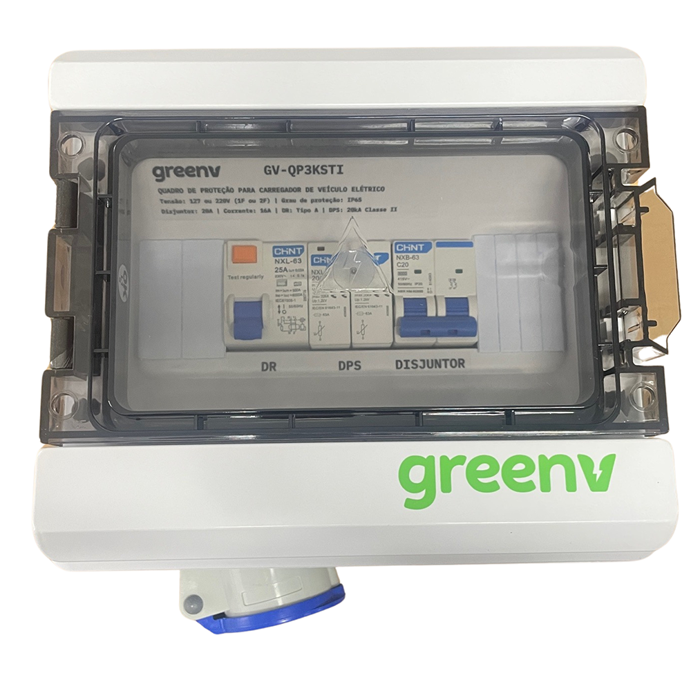 Quadro de Proteção 220V 36 kW com Tomada Industrial | GreenV