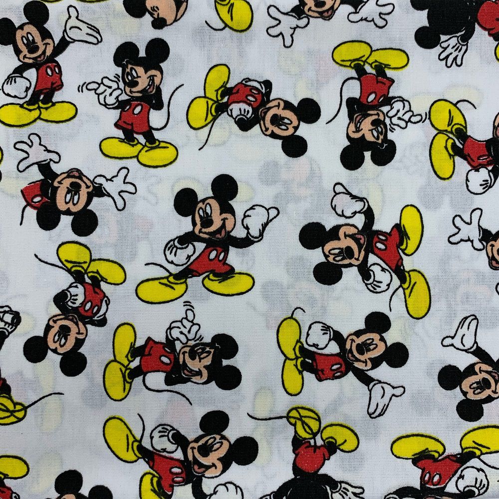 Tecido Tricoline 100% Algodão Estampa Mickey 50cmx1,40m