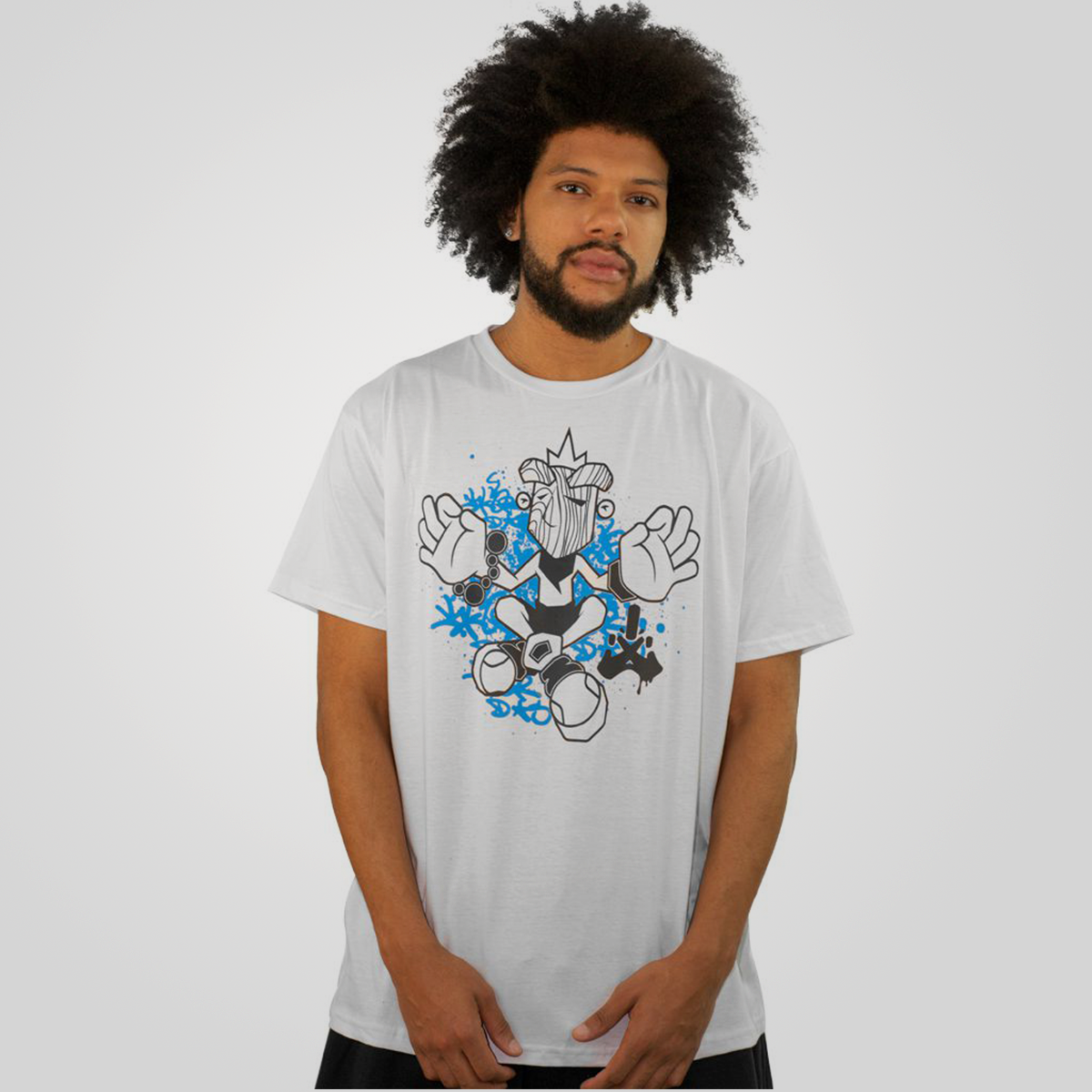 Camiseta Paciência carranca cartoon - branco