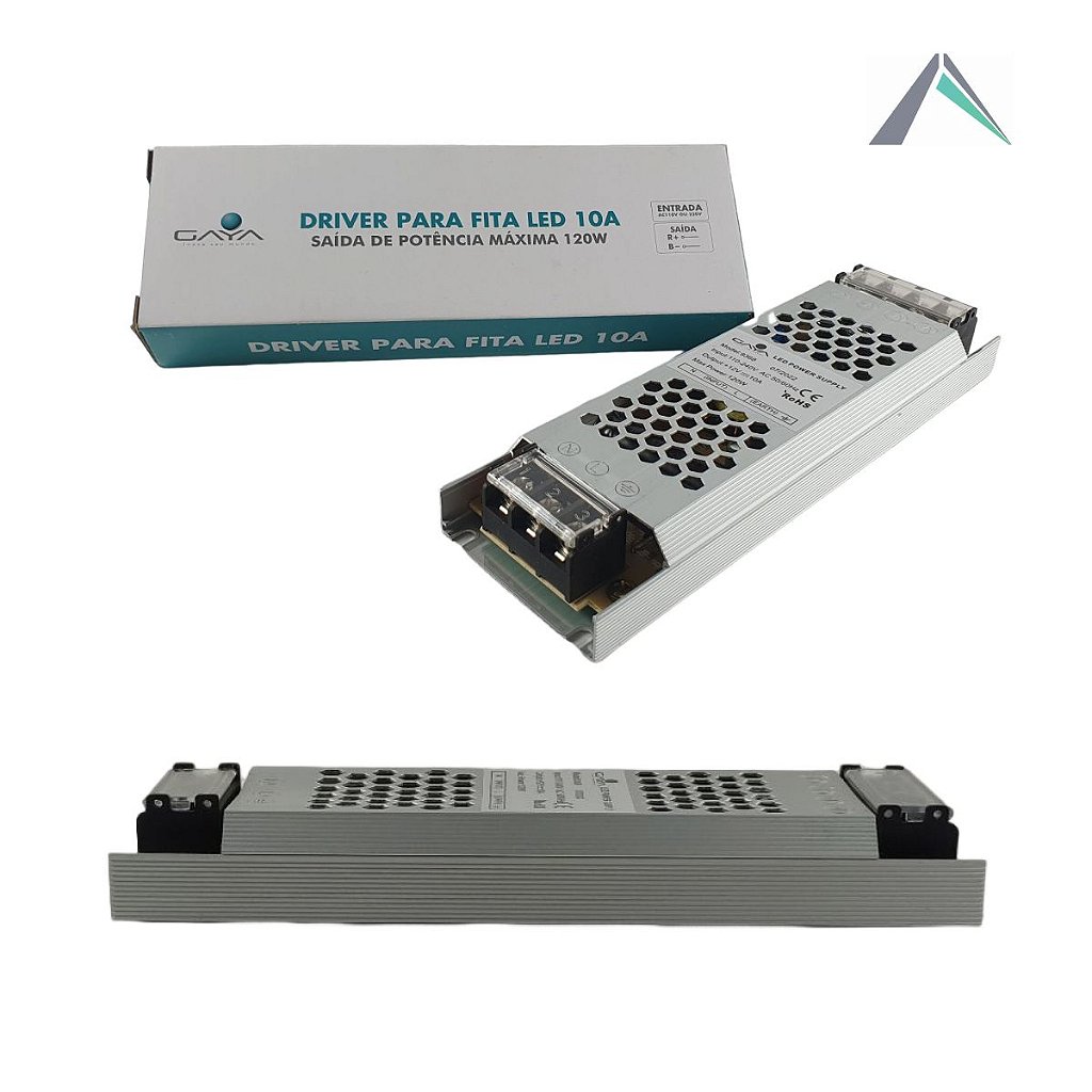 Fonte Slim 12V 120W Gaya para fitas LED e perfis de alumínio
