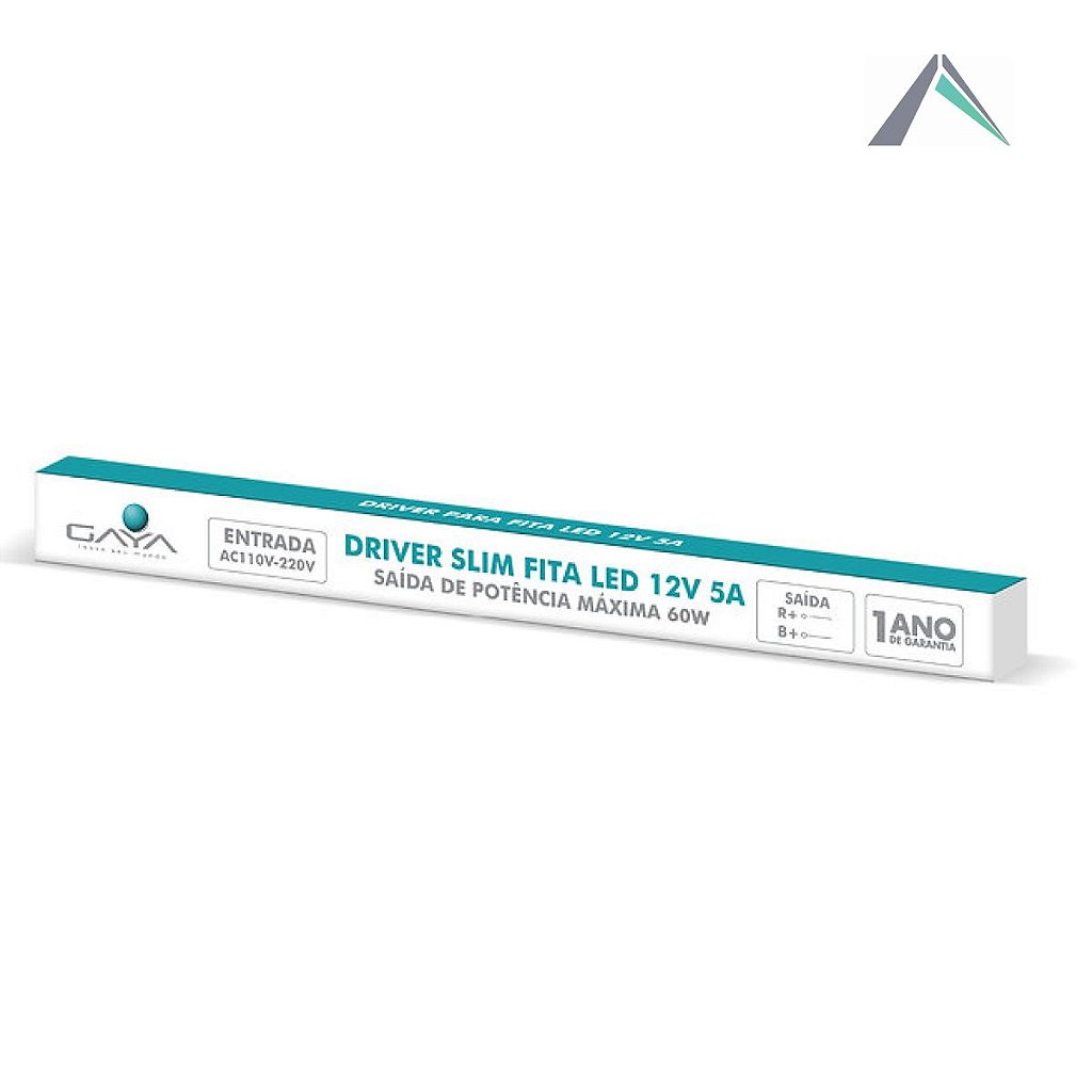 Fonte Slim 12V 60W Gaya para fitas LED e iluminação decorativa