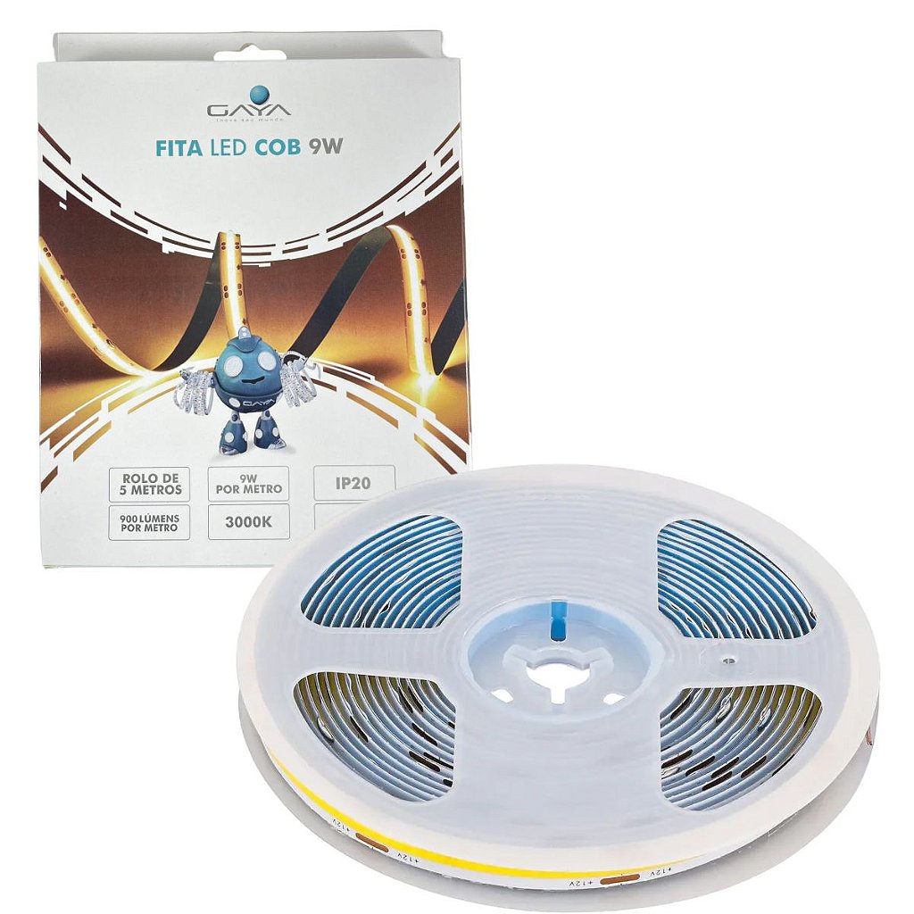 Fita LED COB 12V 9W/m 900 lm/m 5m Gaya - 3000K 4000K 6000K