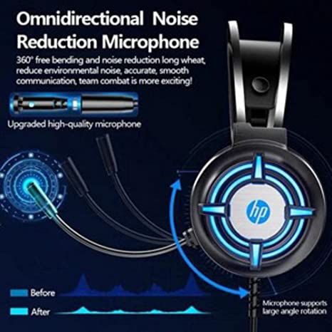 Headset HP Gamer H120 Preto - Com Microfone com Haste Flexível USB+P2 com  Iluminação LED Áudio Stereo - 1QW67AA - GBEE ELETRÔNICOS