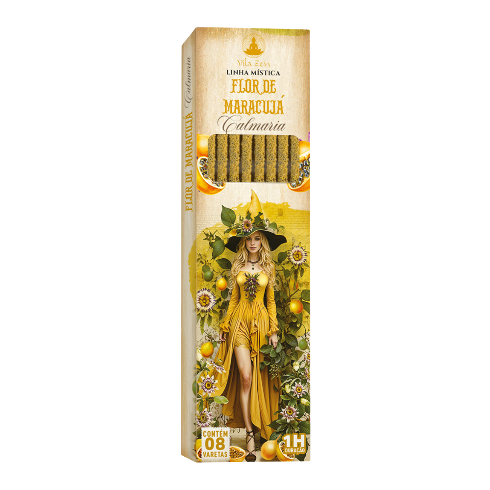 Incenso Vila Zen Natural Bruxa Vareta - Flor de Maracujá - Atacado