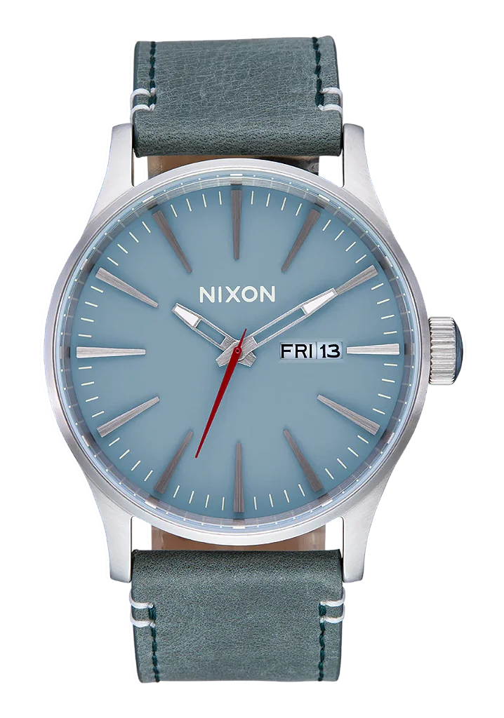 Relógio Nixon Sentry Leather Cinza / Azul - Magica Sports
