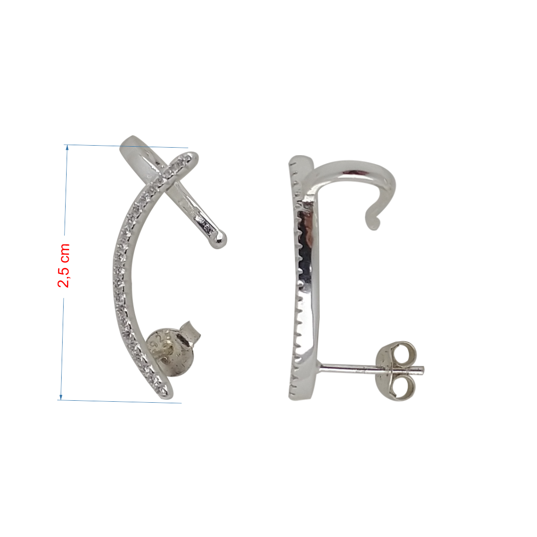 Brincos de prata 925 Ear Cuff com zircônia