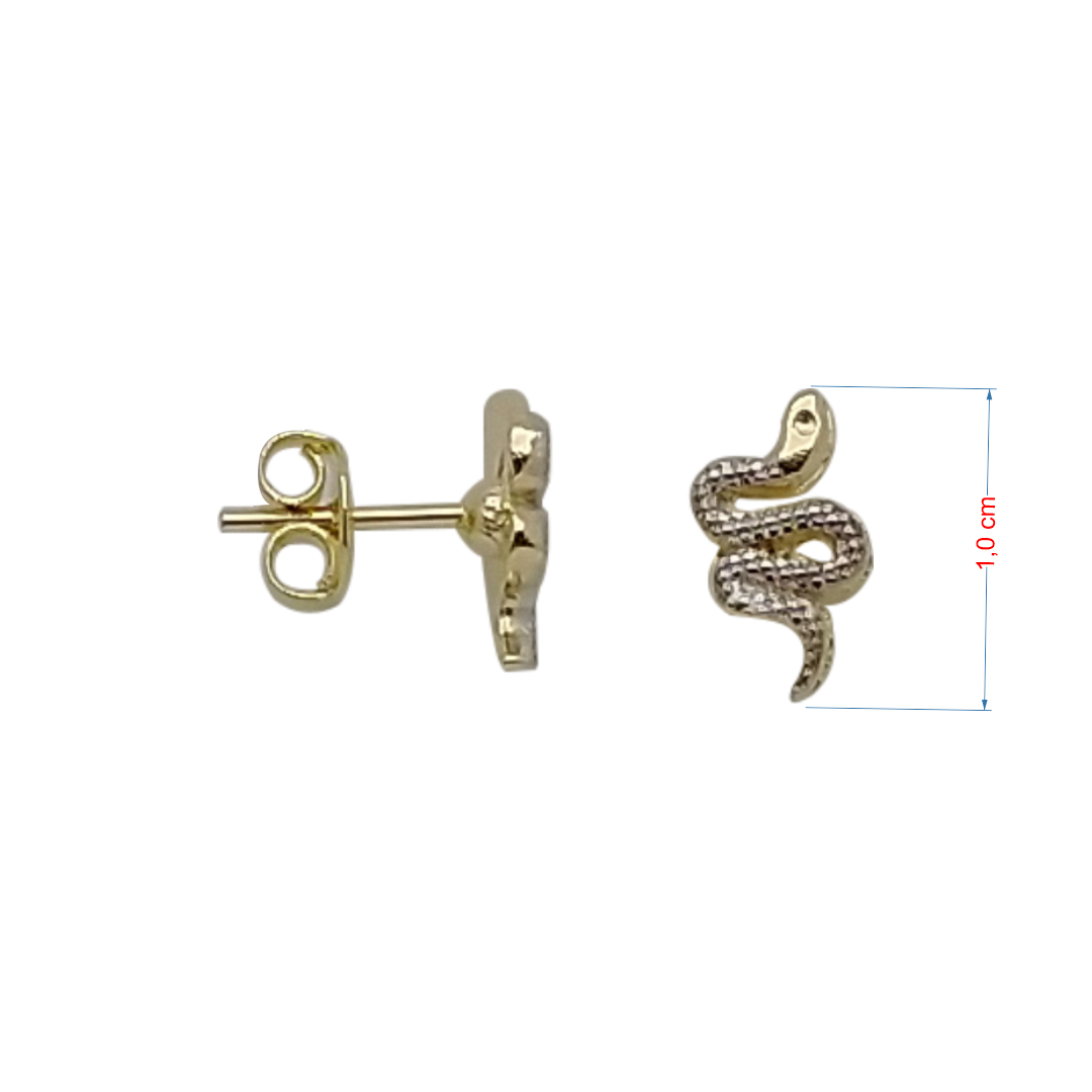 Brincos folheado a ouro 18k cobra com zircônia