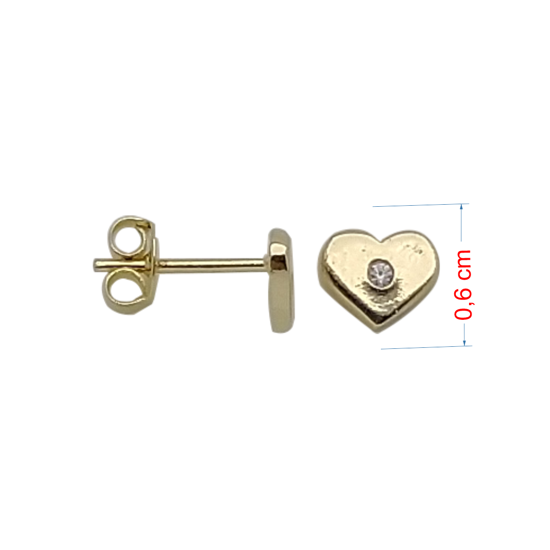 Brincos folheado a ouro 18k coração com zircônia