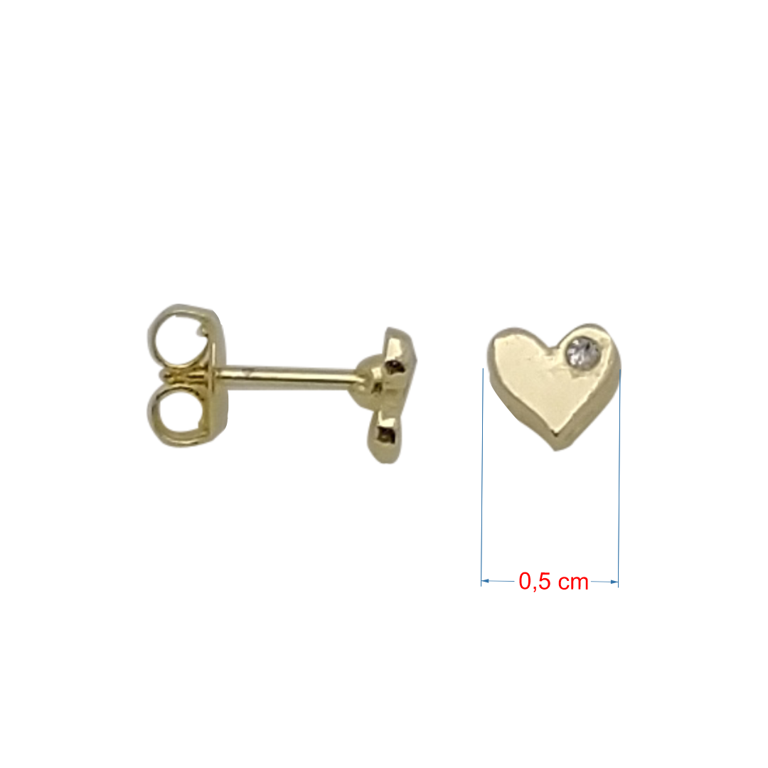 Brincos folheado a ouro coração com strass