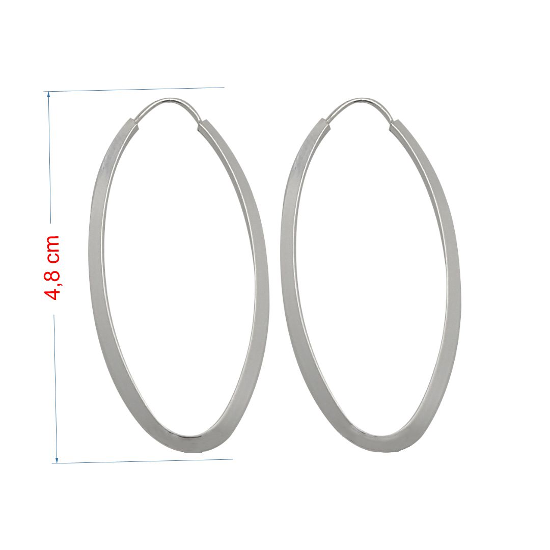 Brinco de prata 925 argola lisa oval