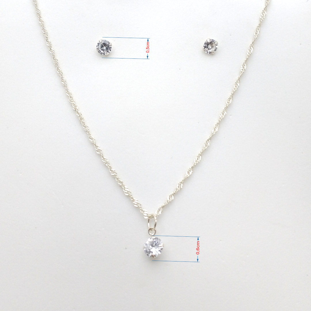 Conjunto de prata 925 ponto de luz