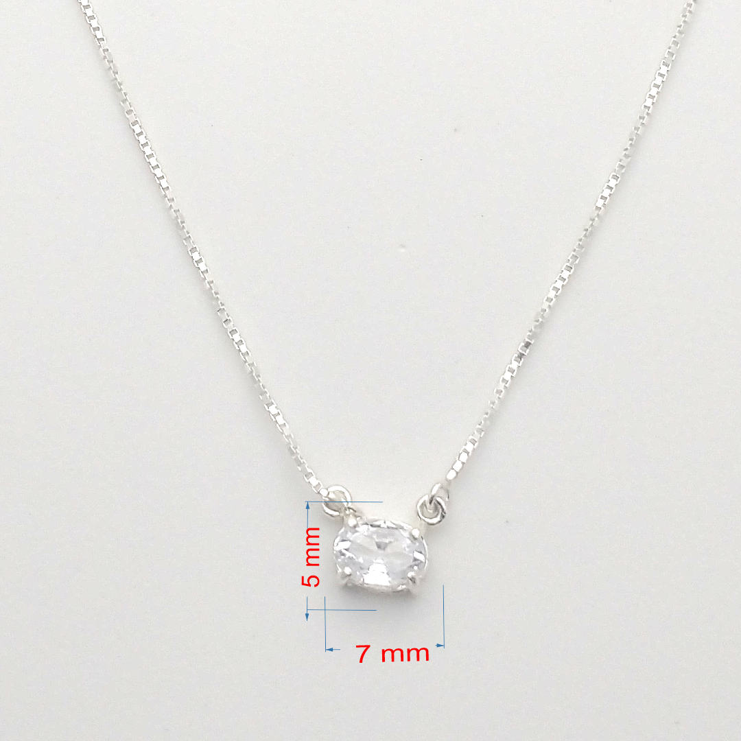 Gargantilha de prata 925 choker zircônia oval cristal