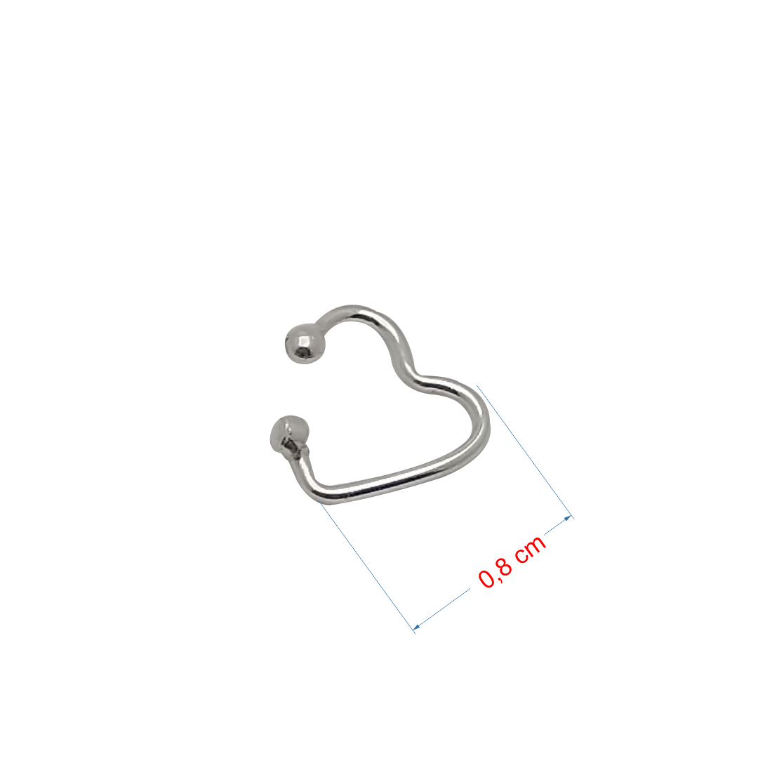 Piercing de prata 925 coração fake