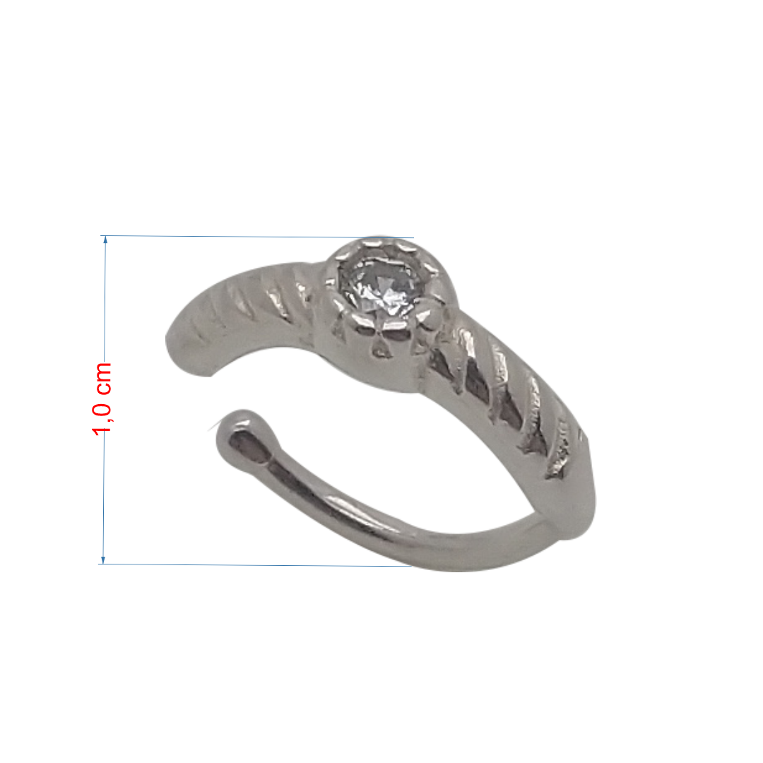 Piercing de prata 925 pedrinha zircônia redonda