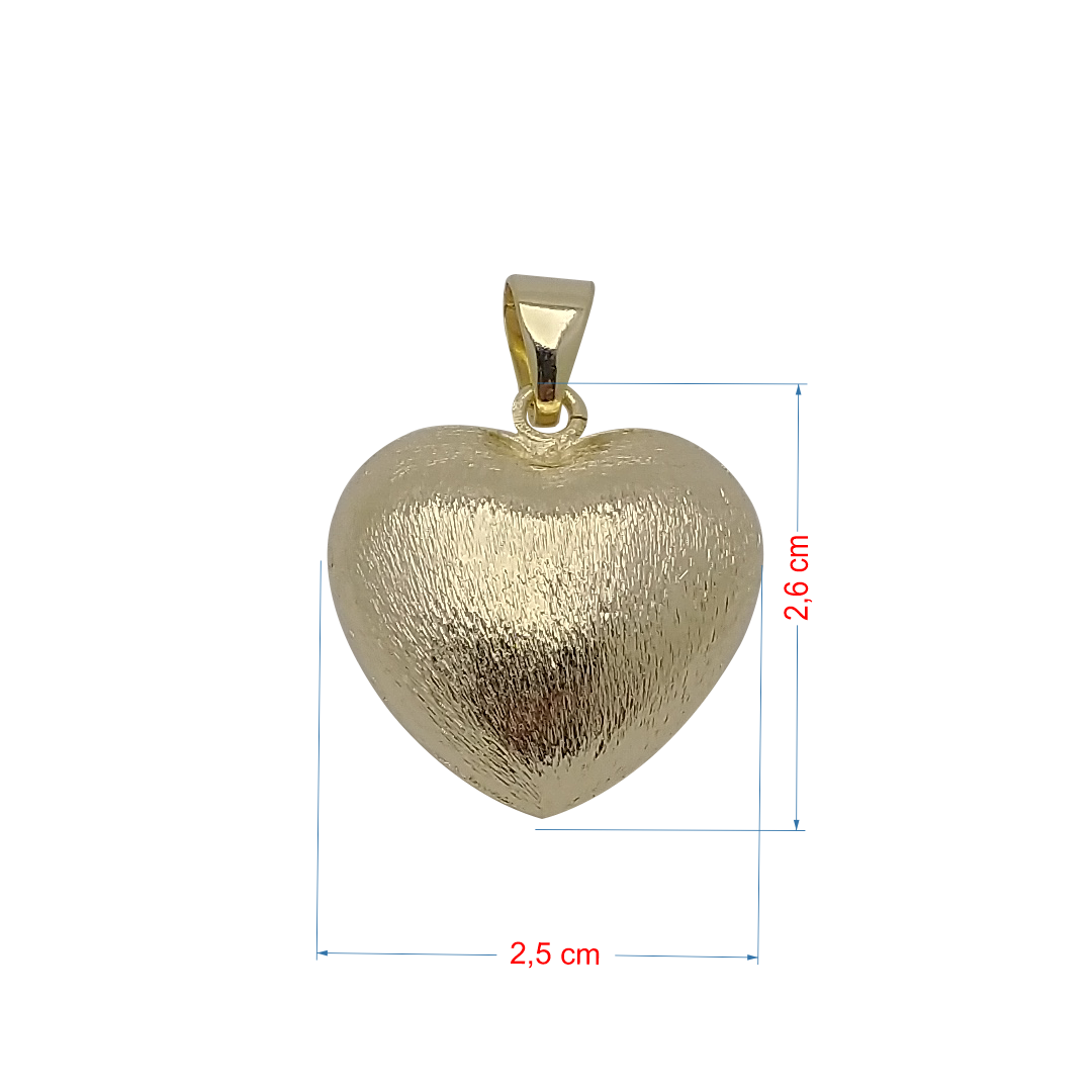 Pingente folheado a ouro 18k coração cheio