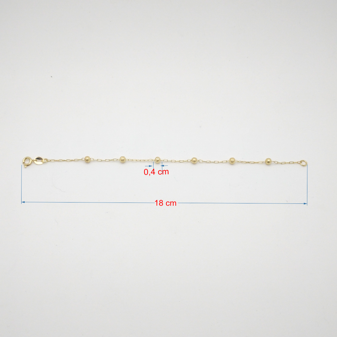 Pulseira folheado a ouro 18k bolinha 4mm fosca