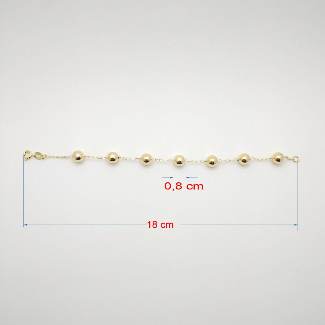 Pulseira folheado a ouro 18K bolinha lisa