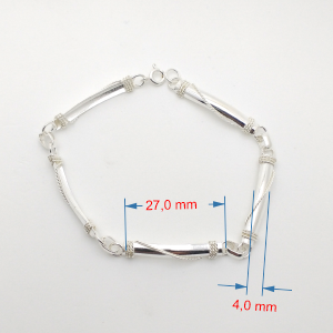Pulseira de prata 925 fio trançado meia cana