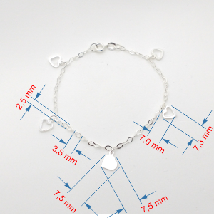 Pulseira de prata coração